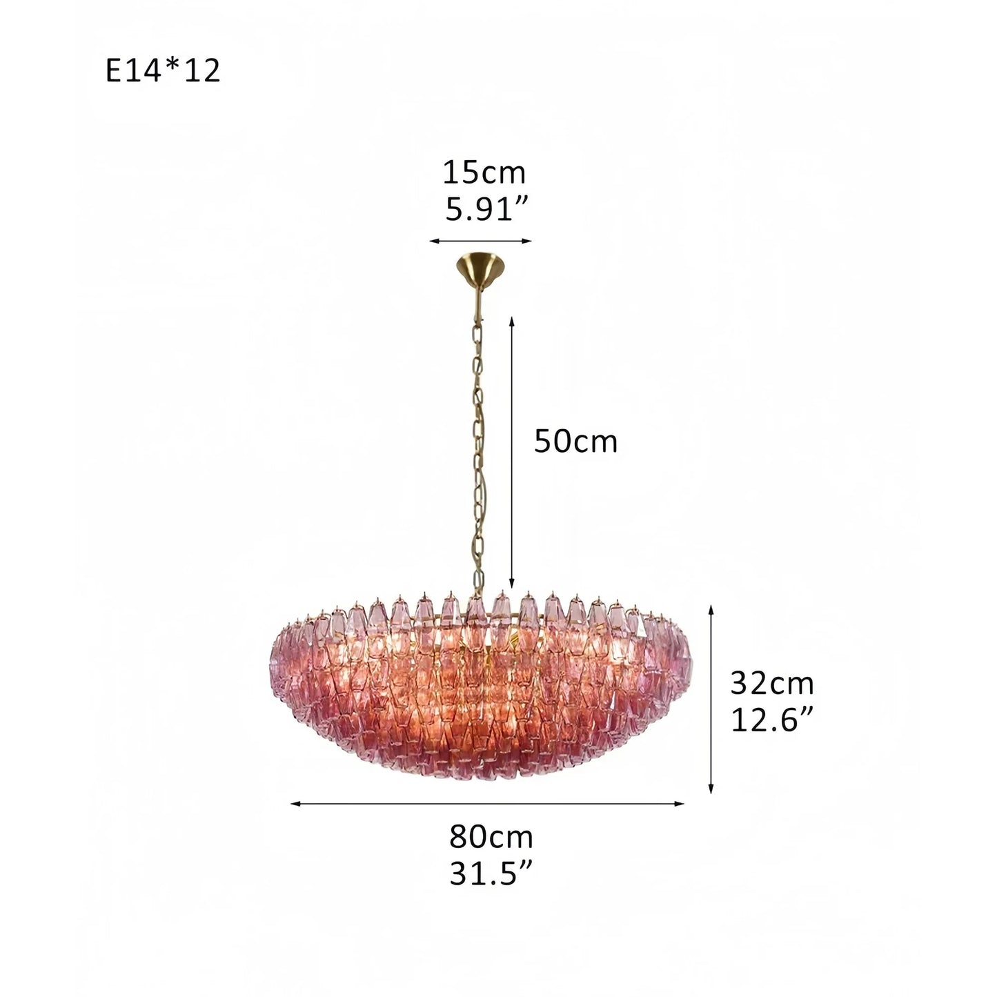Hand Blown Tier Glass Large Murano Chandelier 24"31"40"