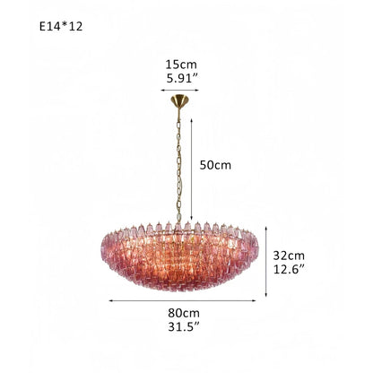 Hand Blown Tier Glass Large Murano Chandelier 24"31"40"