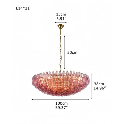 Hand Blown Tier Glass Large Murano Chandelier 24"31"40"