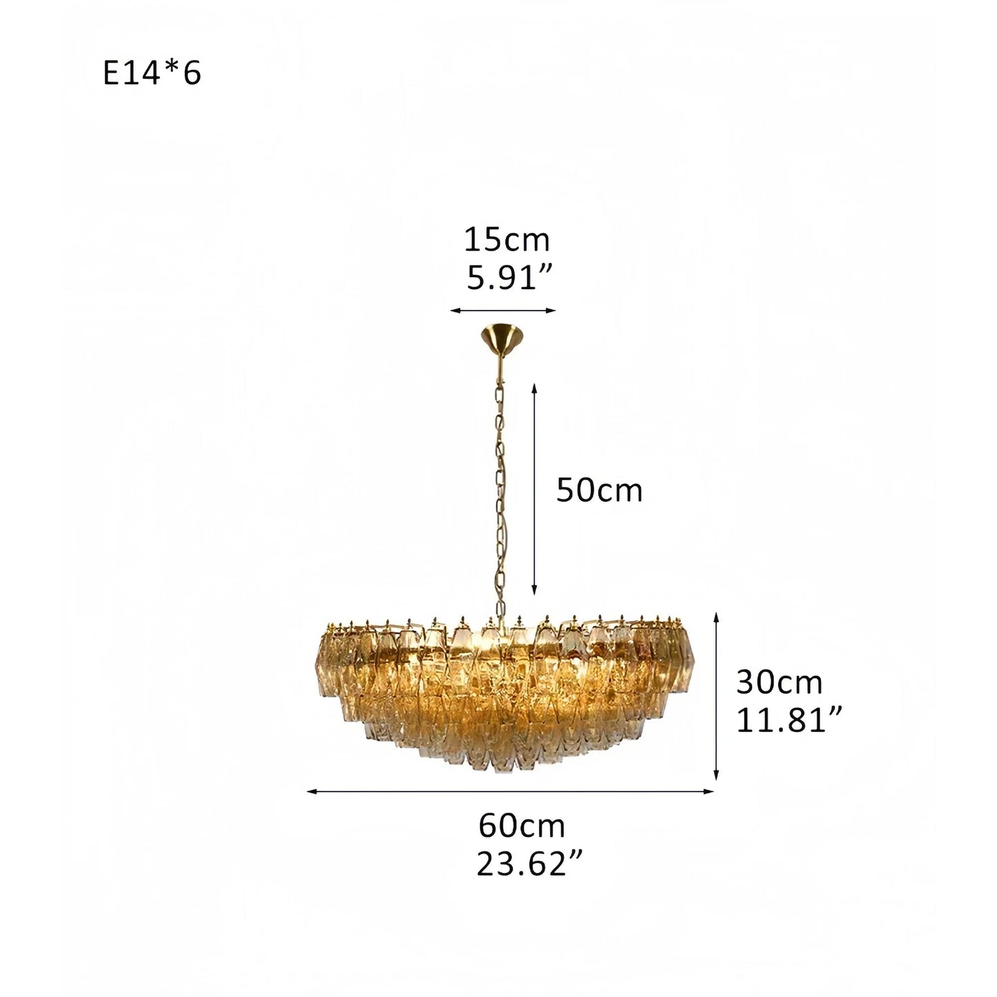 Hand Blown Tier Glass Large Murano Chandelier 24"31"40"
