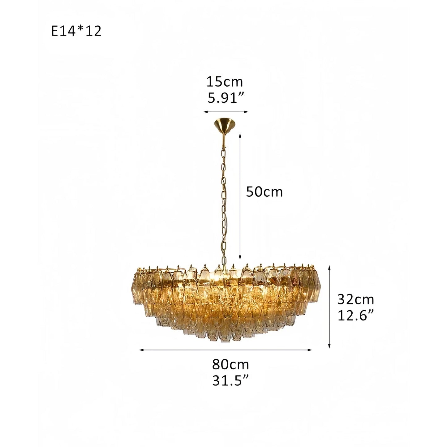 Hand Blown Tier Glass Large Murano Chandelier 24"31"40"