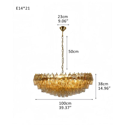 Hand Blown Tier Glass Large Murano Chandelier 24"31"40"