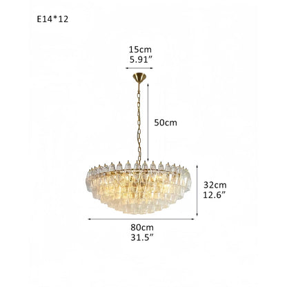 Hand Blown Tier Glass Large Murano Chandelier 24"31"40"