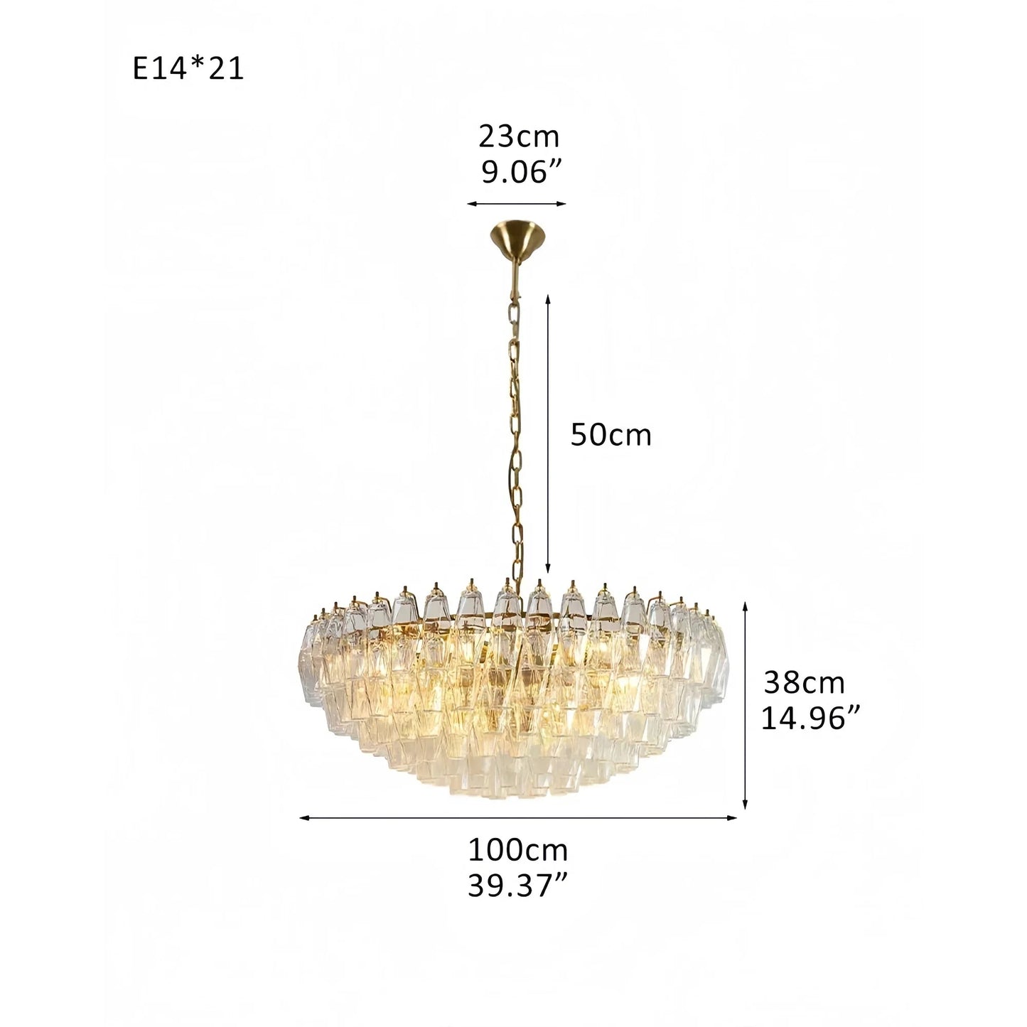 Hand Blown Tier Glass Large Murano Chandelier 24"31"40"