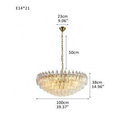 Hand Blown Tier Glass Large Murano Chandelier 24"31"40"