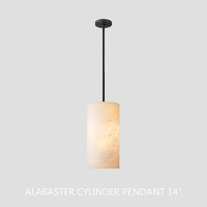 Hand Carved Alabaster Cylinder Pendent
