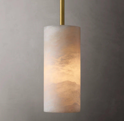 Hand Carved Alabaster Cylinder Pendent