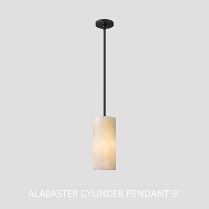 Hand Carved Alabaster Cylinder Pendent