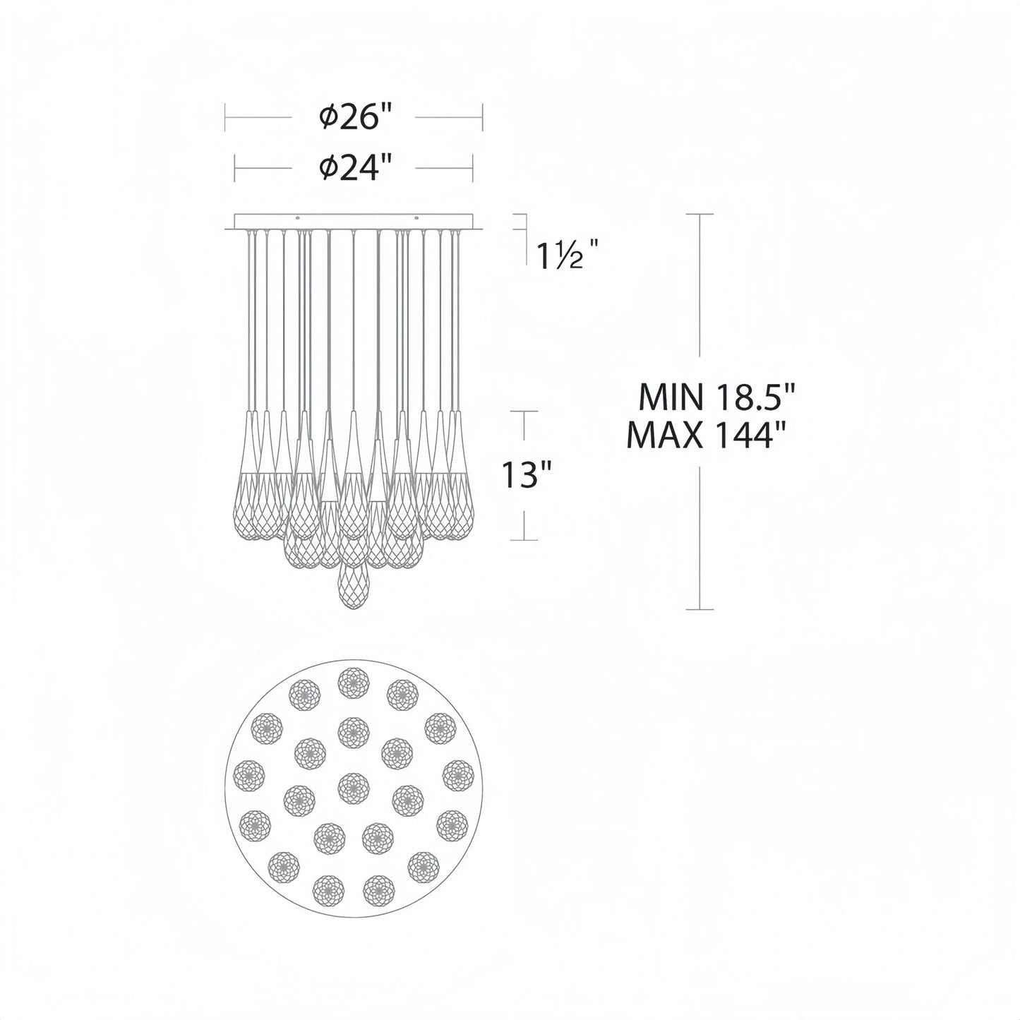 Hellebore LED Multi Light Pendant Light Round Chandelier
