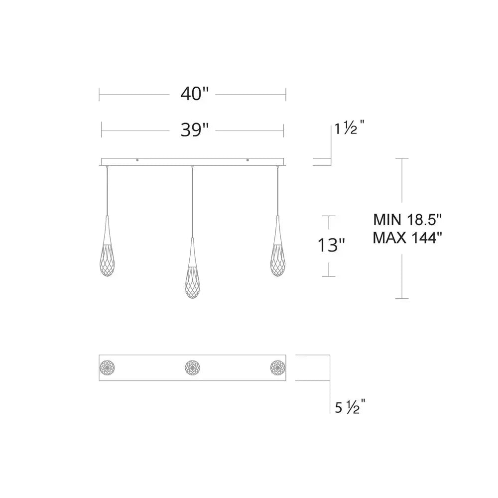 Hellebore Linear LED Multi Pendant Light