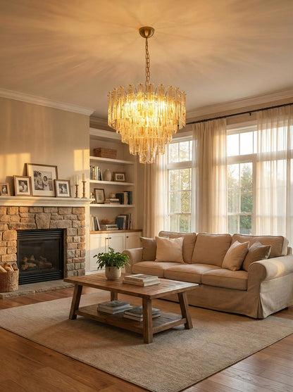 Honey Rectangular Glass Chandelier