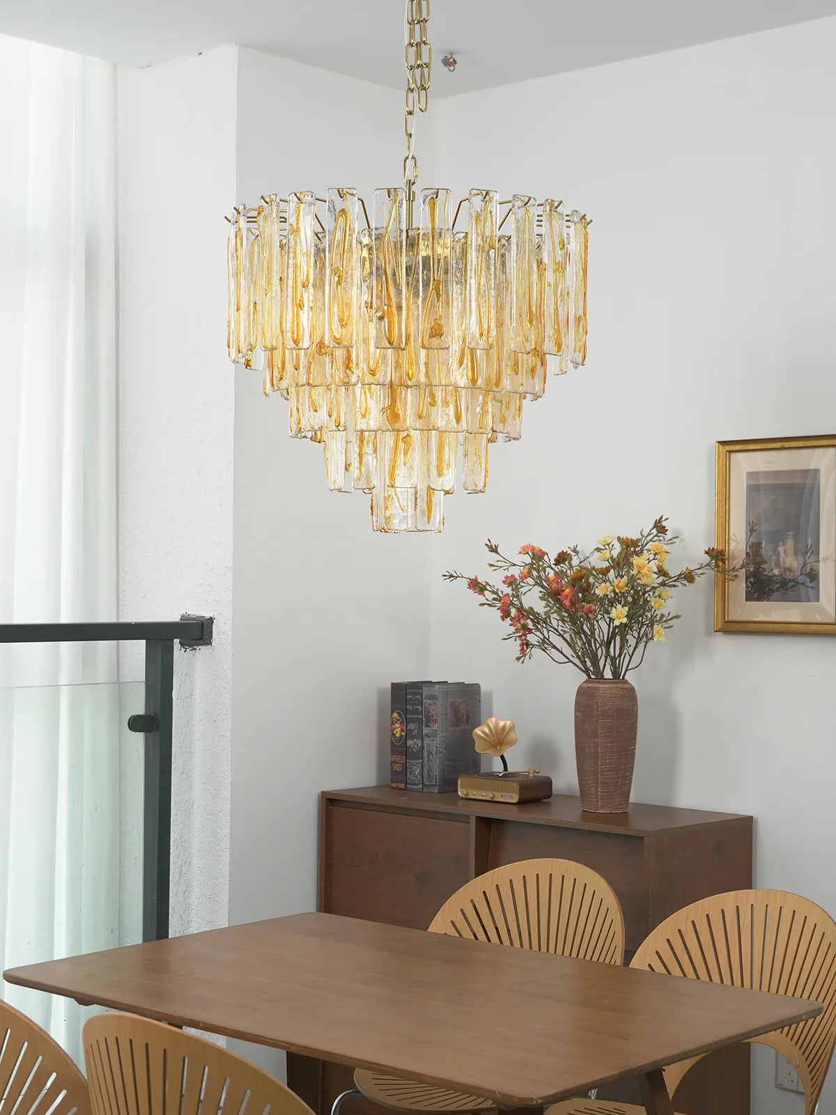 Honey Rectangular Glass Chandelier