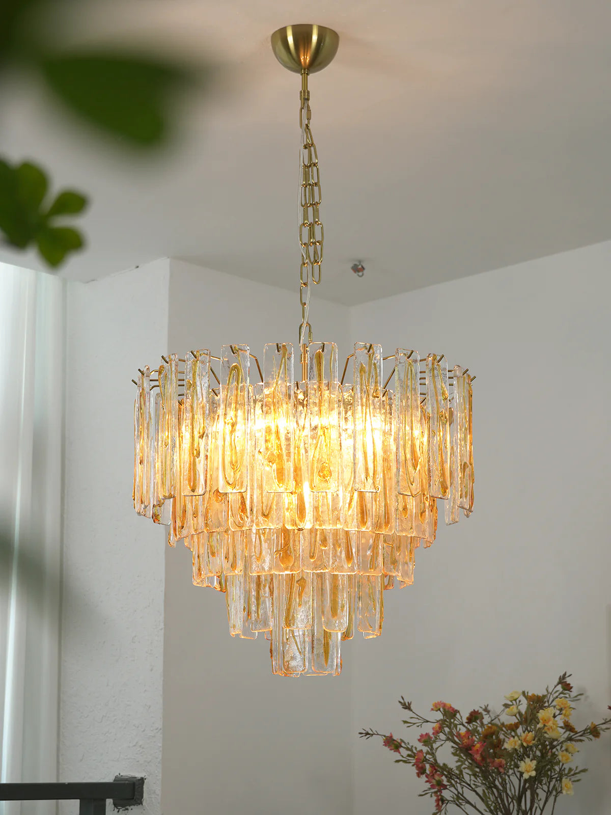Honey Rectangular Glass Chandelier