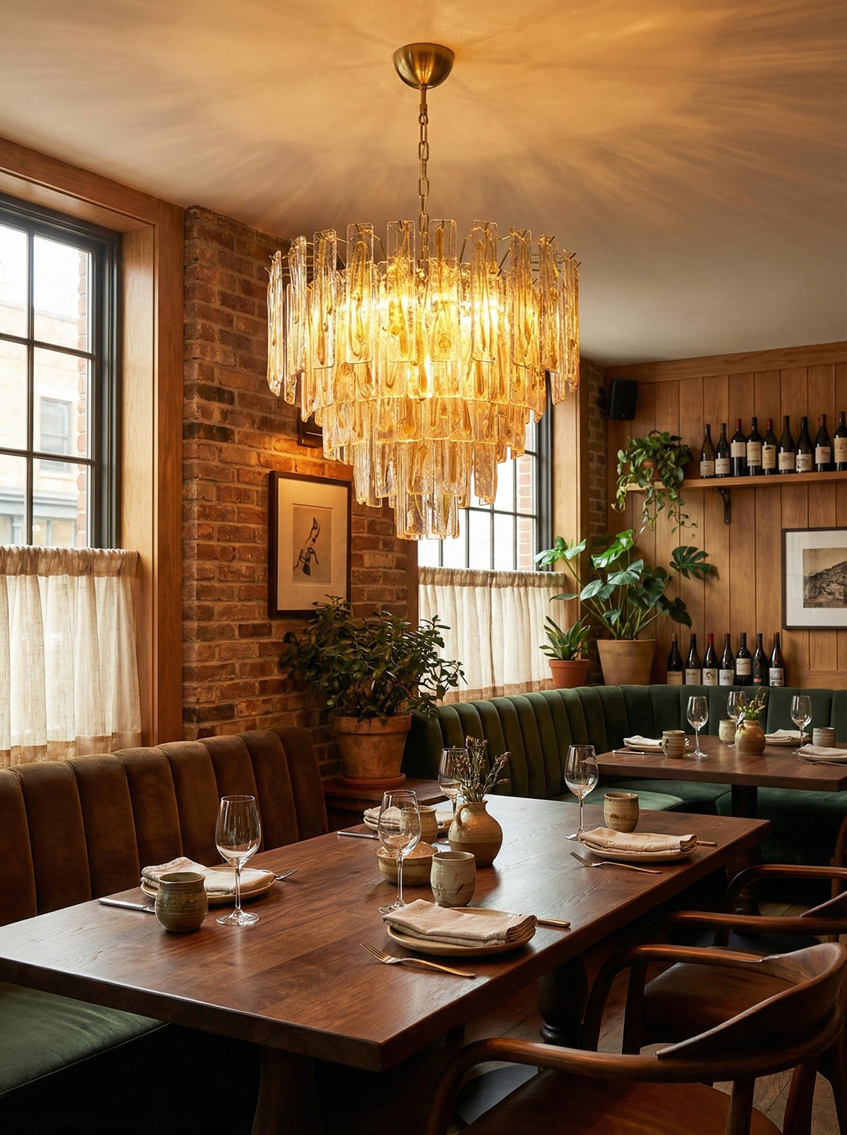 Honey Rectangular Glass Chandelier