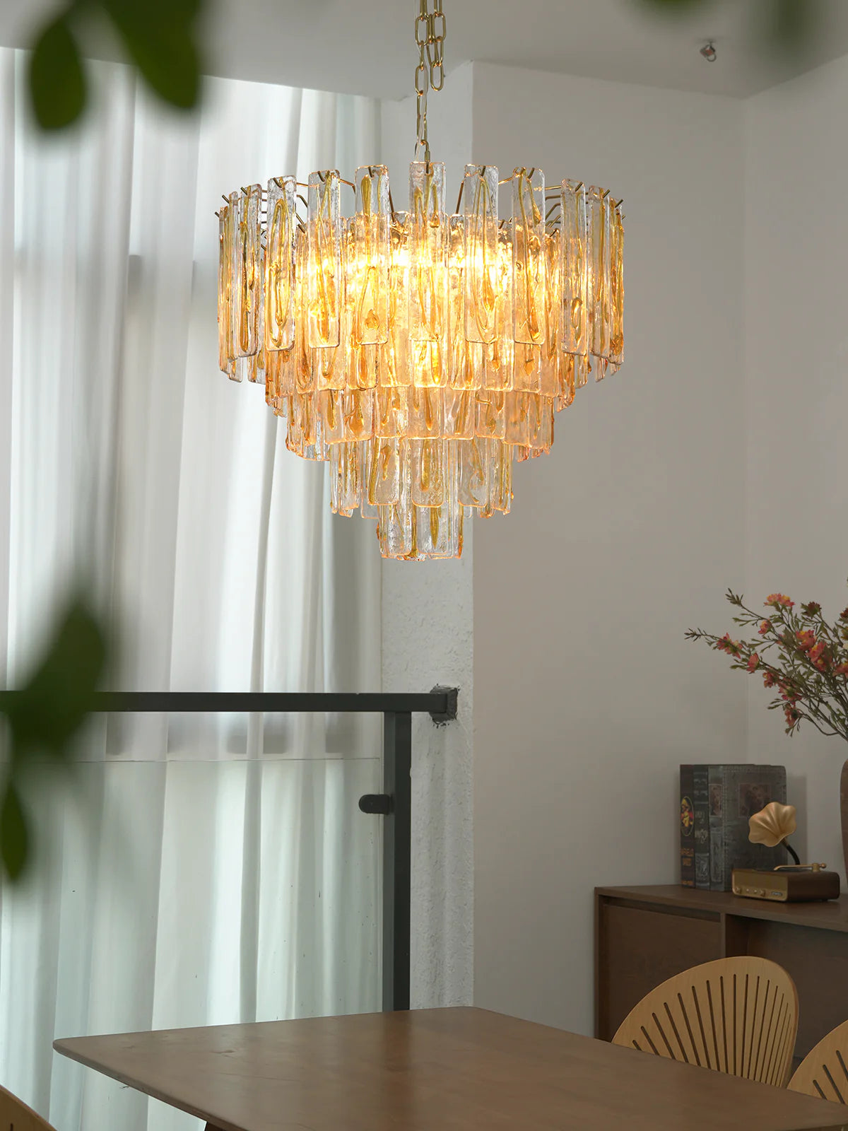 Honey Rectangular Glass Chandelier