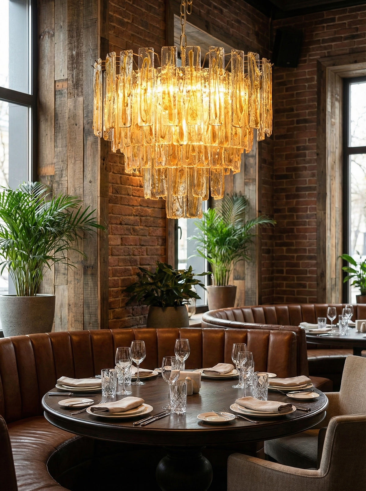 Honey Rectangular Glass Chandelier