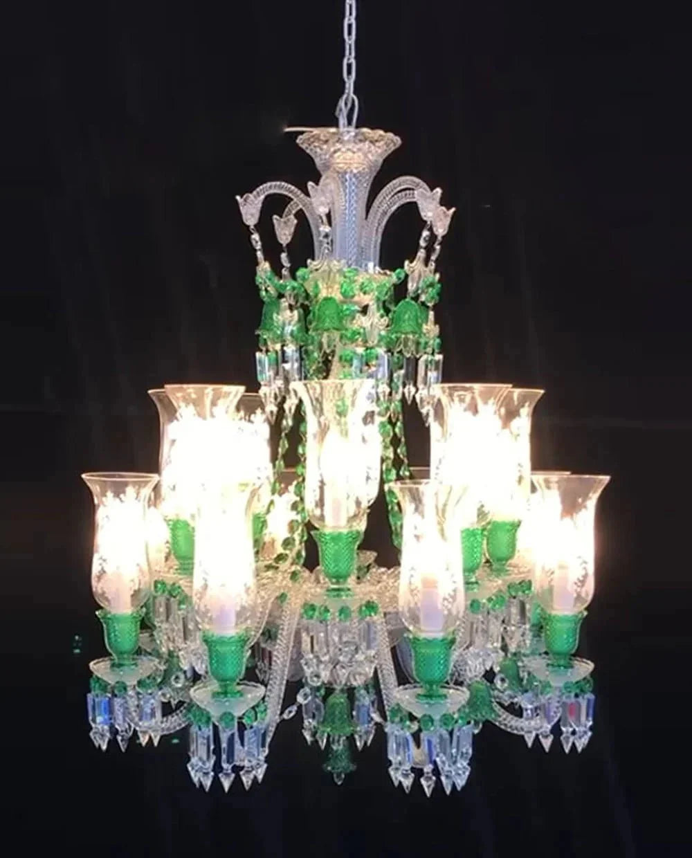 Inspired Lustre Clear & Green Crystal Lighting Chandelier