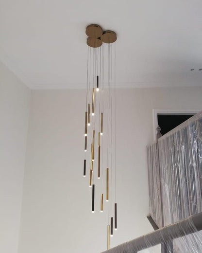 Bellini Round Metal Tubular Pendant Light Chandelier
