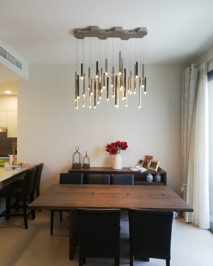 Bellini Round Two-Tone Tubular Pendant Light Chandelier