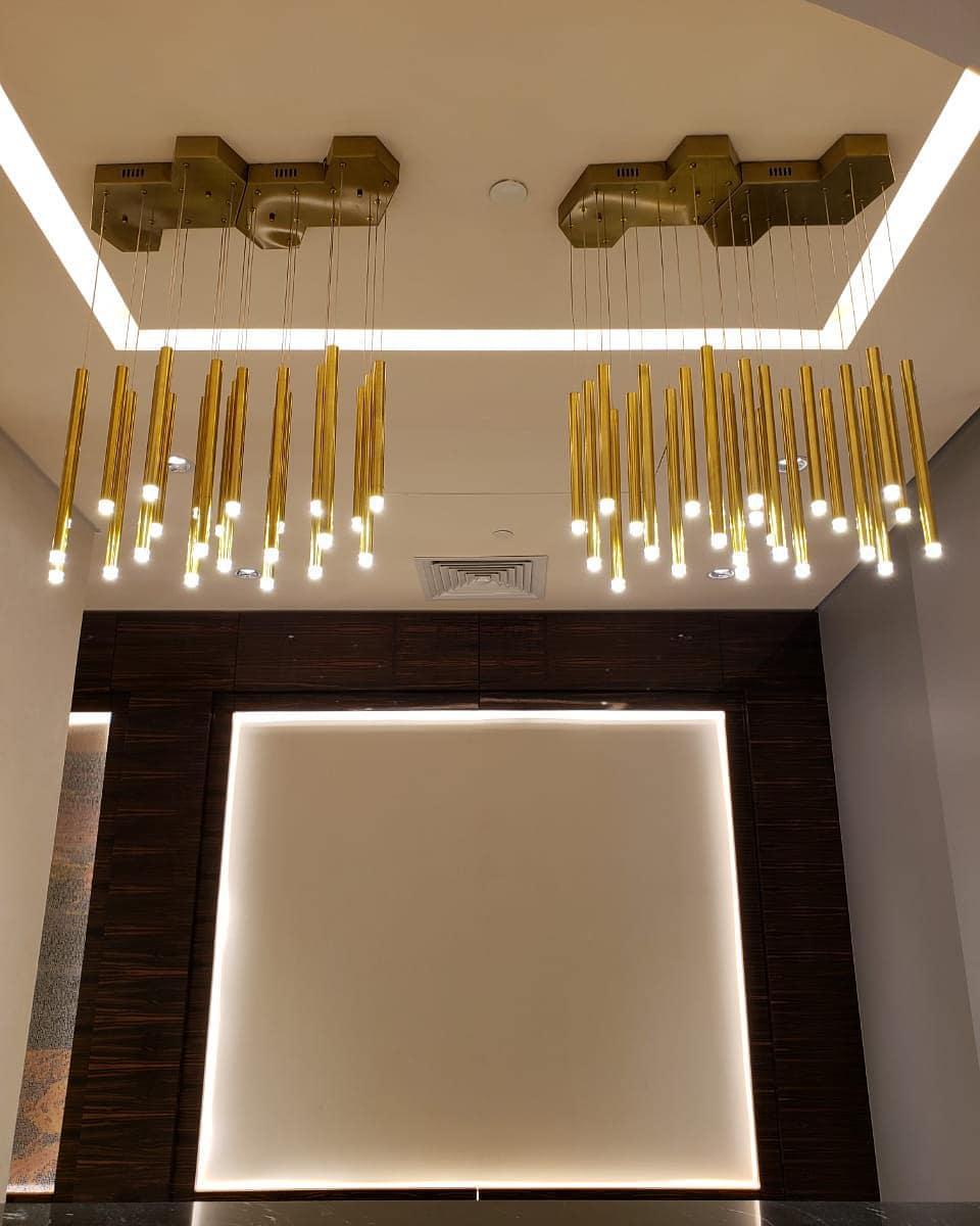 Bellini Round Two-Tone Tubular Pendant Light Chandelier