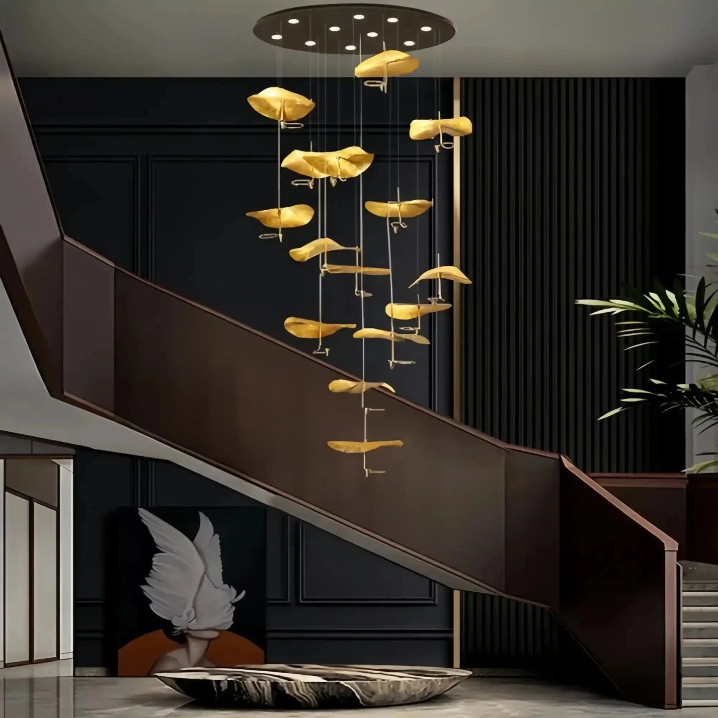 Jenissa Vintage Crystal Staircase Chandelier High Ceiling Luxury Lighting