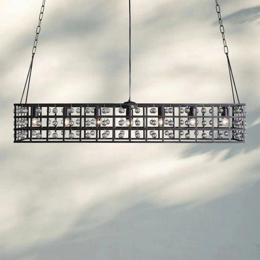 La Caged Rectangular Chandelier 7-Light