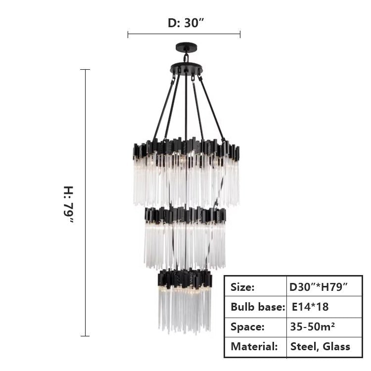 Large Elegant Multi-layers Glam Glass Chandelier for High-ceiling Staircase/Entryway/Living/meeting Room