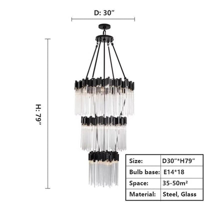 Large Elegant Multi-layers Glam Glass Chandelier for High-ceiling Staircase/Entryway/Living/meeting Room