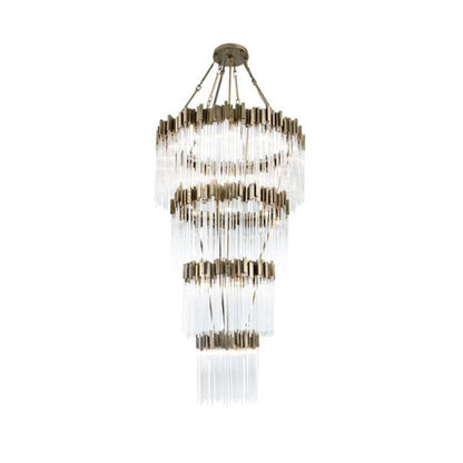 Large Elegant Multi-layers Glam Glass Chandelier for High-ceiling Staircase/Entryway/Living/meeting Room