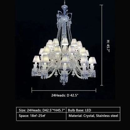 Large Light Luxury Classic Tiered Crystal Candle shaded Chandelier for High-ceiling Rooms/Living Room