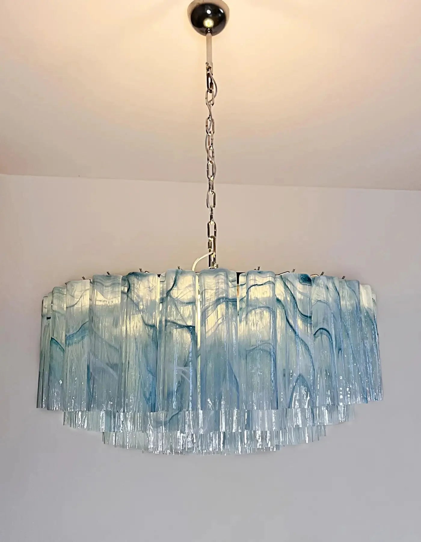 Large Murano glass Chandelier -101 blue alabaster glass tube