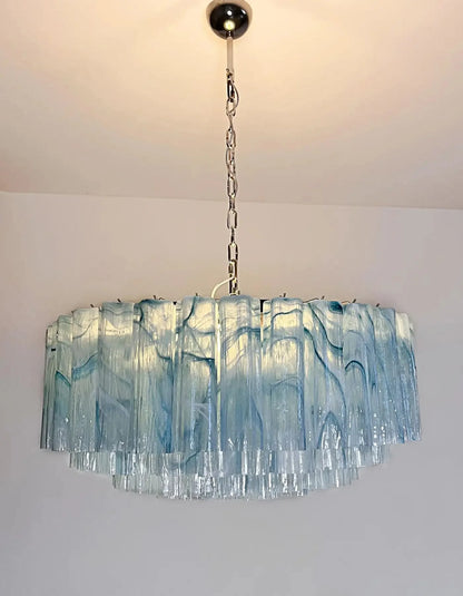 Large Murano glass Chandelier -101 blue alabaster glass tube