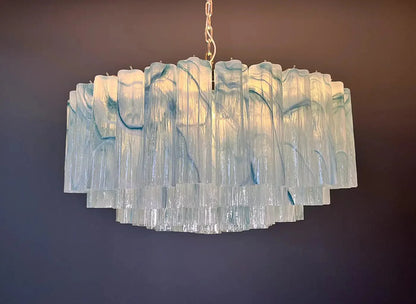 Large Murano glass Chandelier -101 blue alabaster glass tube