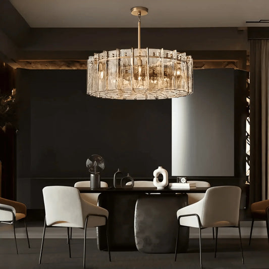 Lattic Smoke Glass Round Chandelier 36'' 48''