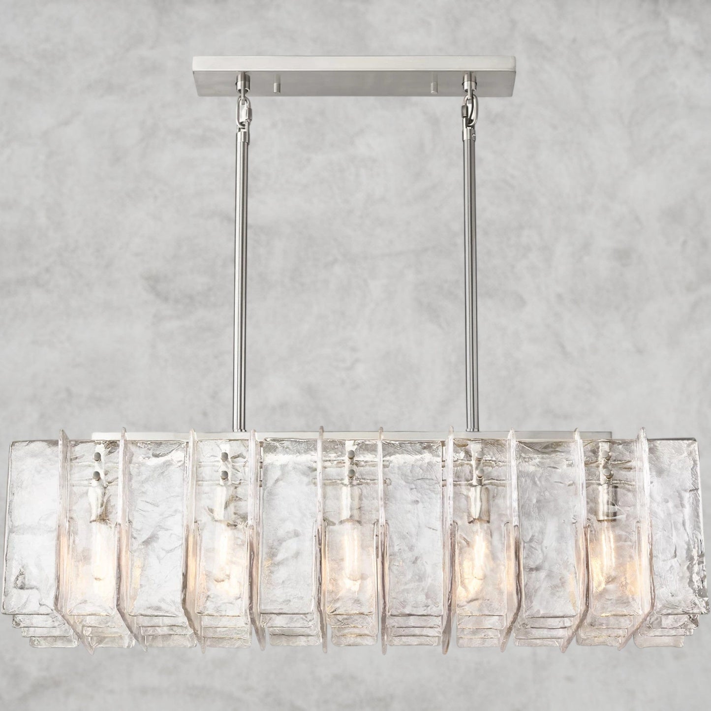 Lattice Clear Glass Rectangular Chandelier 49", 67"