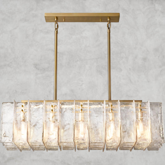 Lattice Clear Glass Rectangular Chandelier 49", 67"