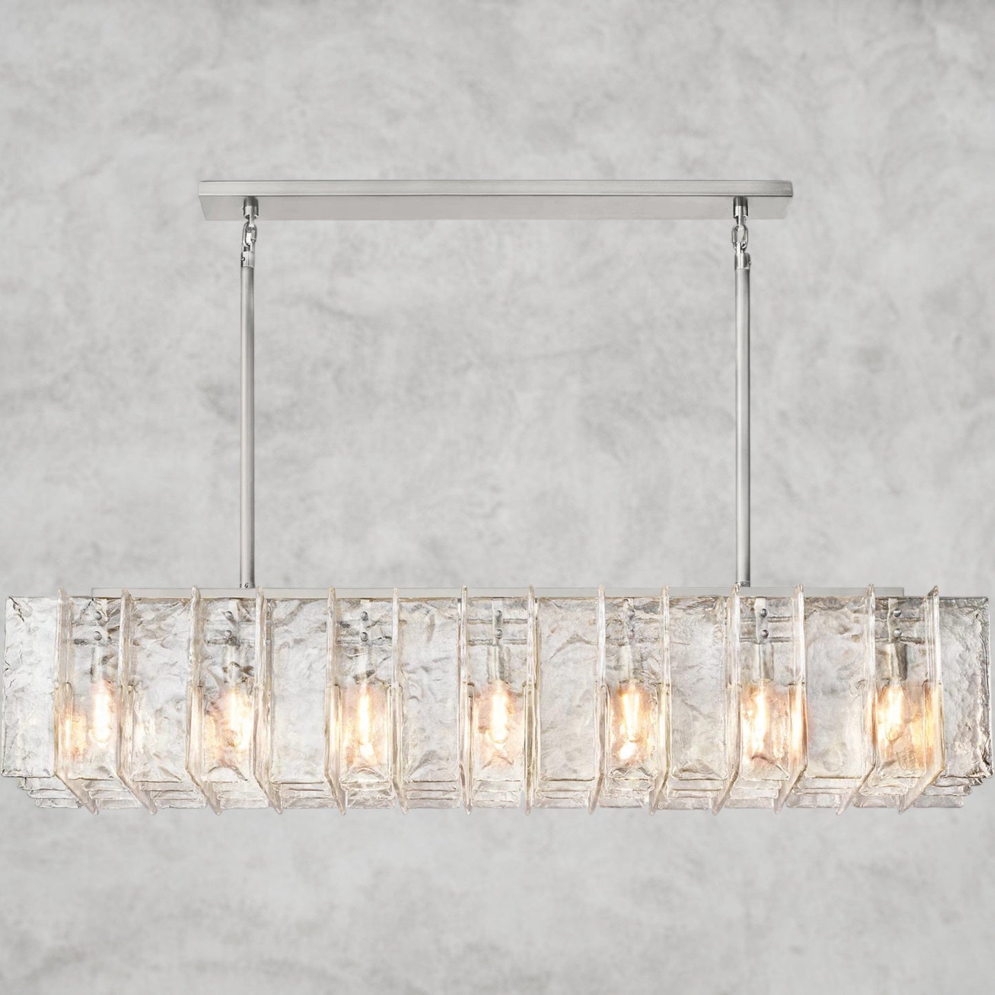 Lattice Clear Glass Rectangular Chandelier 49", 67"