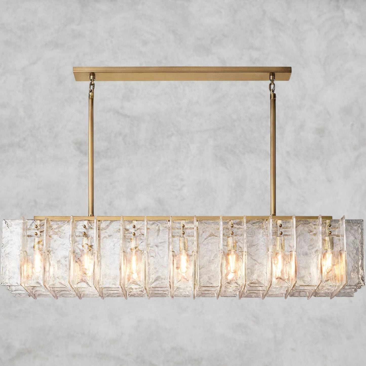 Lattice Clear Glass Rectangular Chandelier 49", 67"