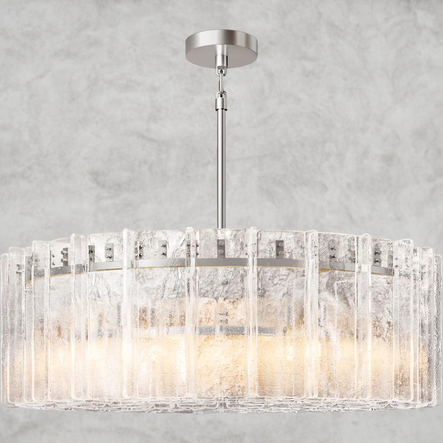 Lattice Clear Glass Round Chandelier 37", 48"