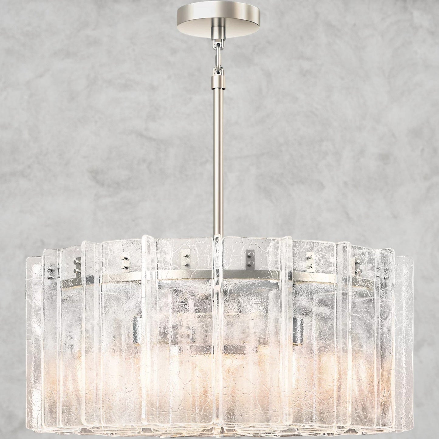 Lattice Clear Glass Round Chandelier 37", 48"