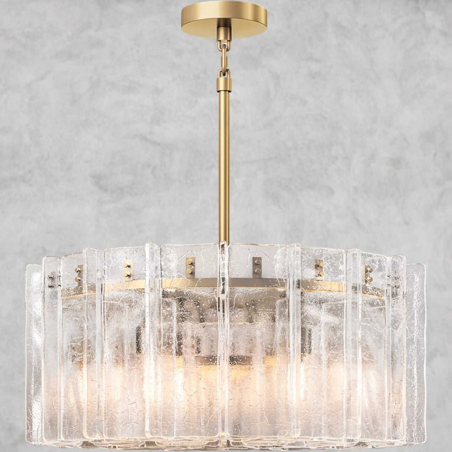 Lattice Clear Glass Round Chandelier 37", 48"