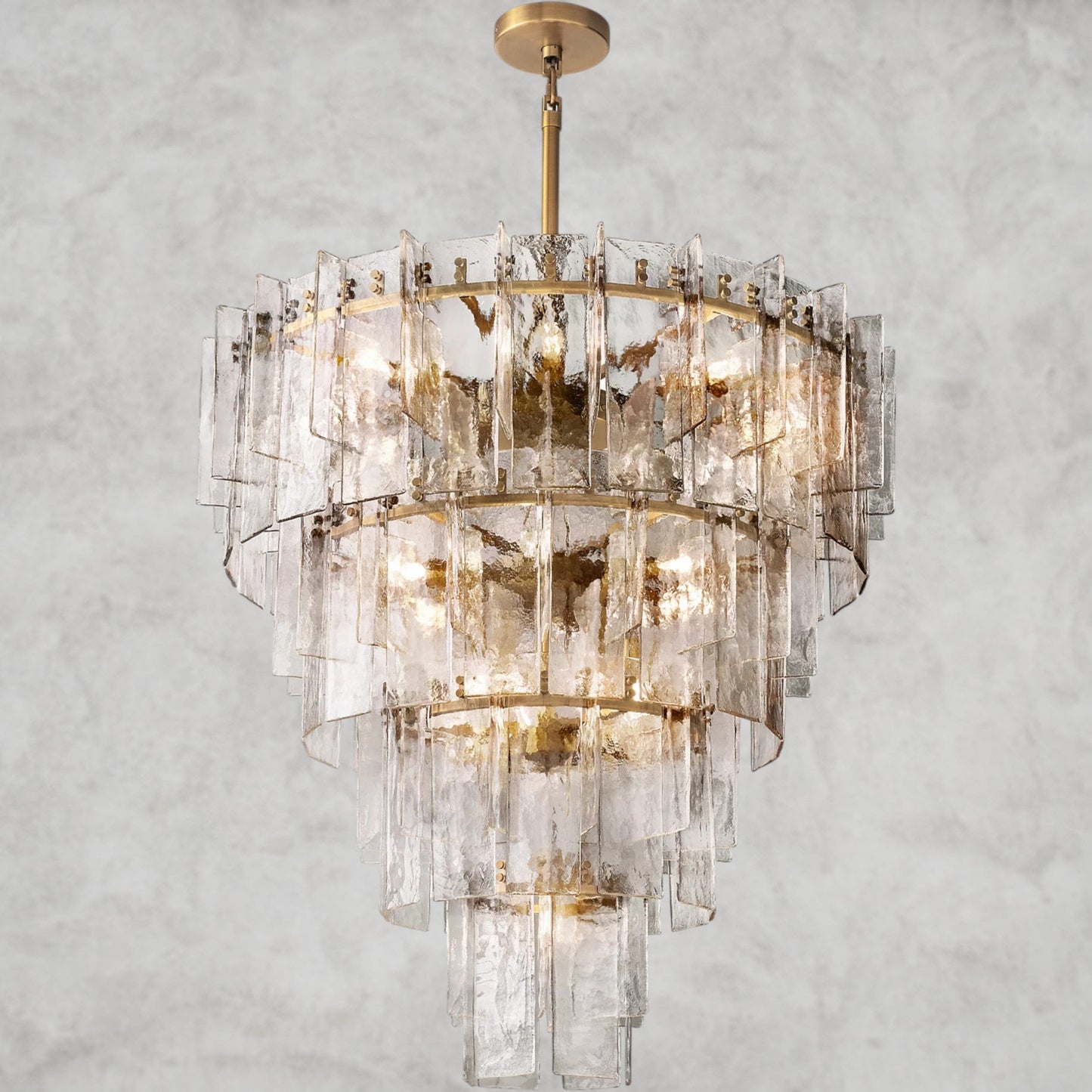 Lattice Clear Glass Tiered Round Chandelier 36", 47"