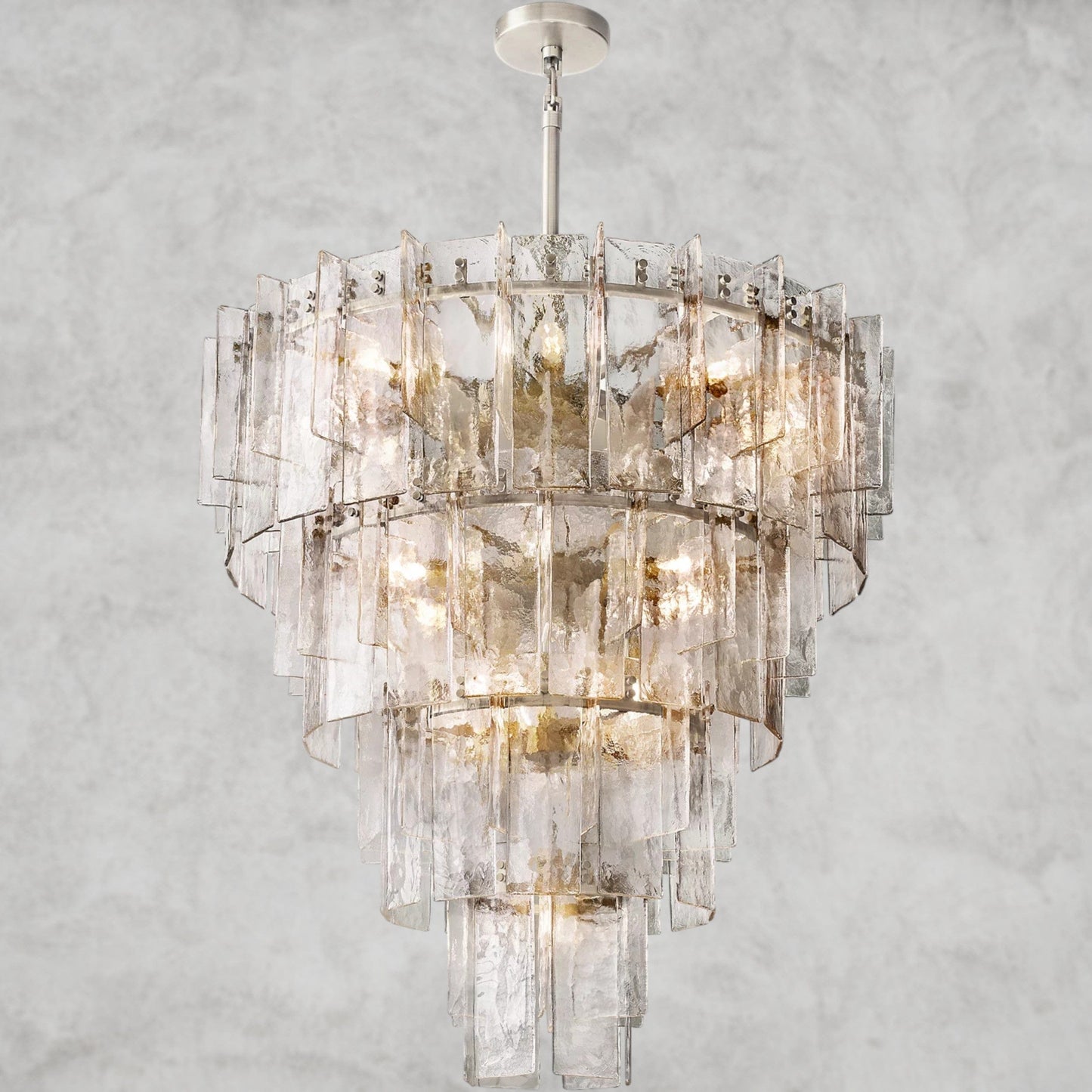 Lattice Clear Glass Tiered Round Chandelier 36", 47"