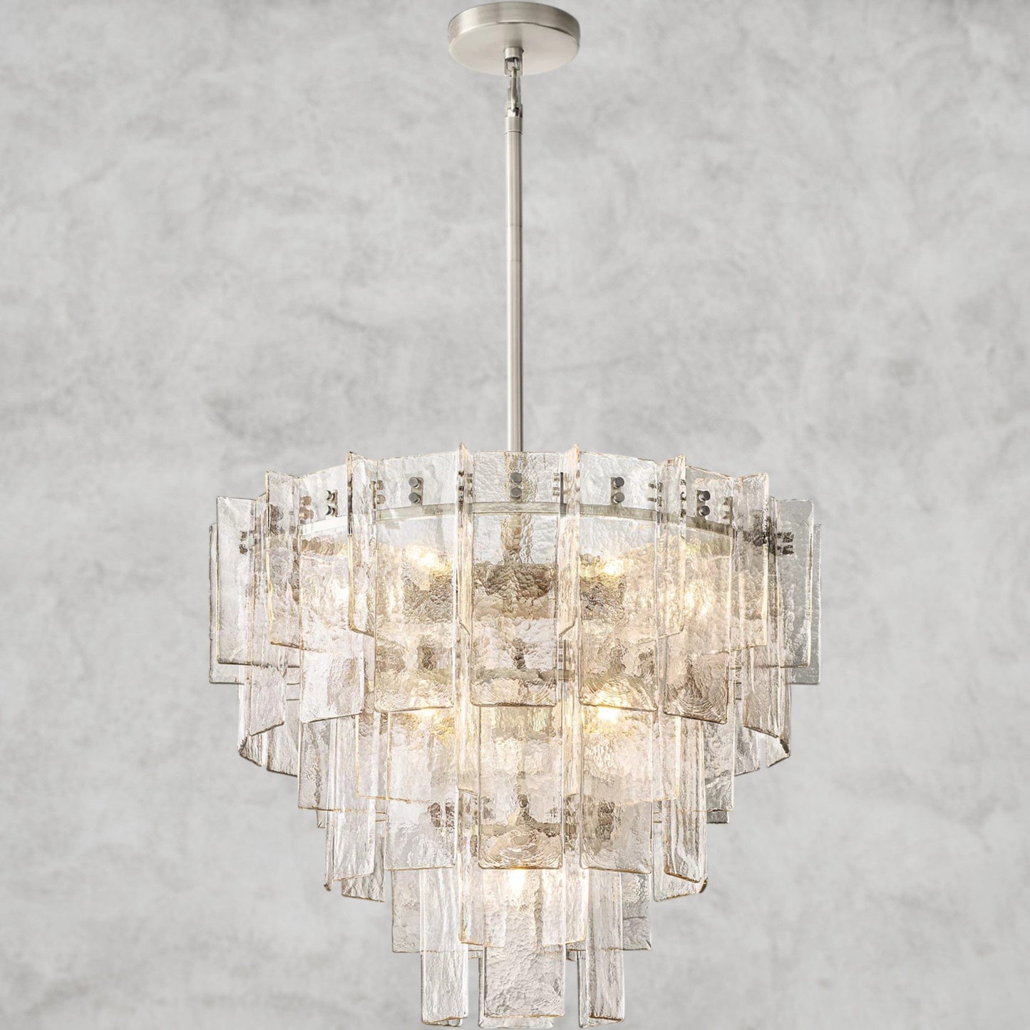 Lattice Clear Glass Tiered Round Chandelier 36", 47"