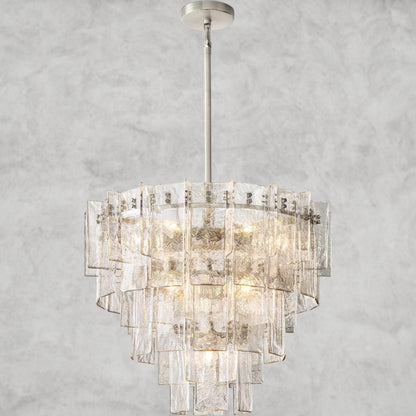 Lattice Clear Glass Tiered Round Chandelier 36", 47"