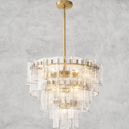 Lattice Clear Glass Tiered Round Chandelier 36", 47"