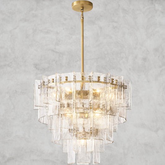 Lattice Clear Glass Tiered Round Chandelier 36", 47"