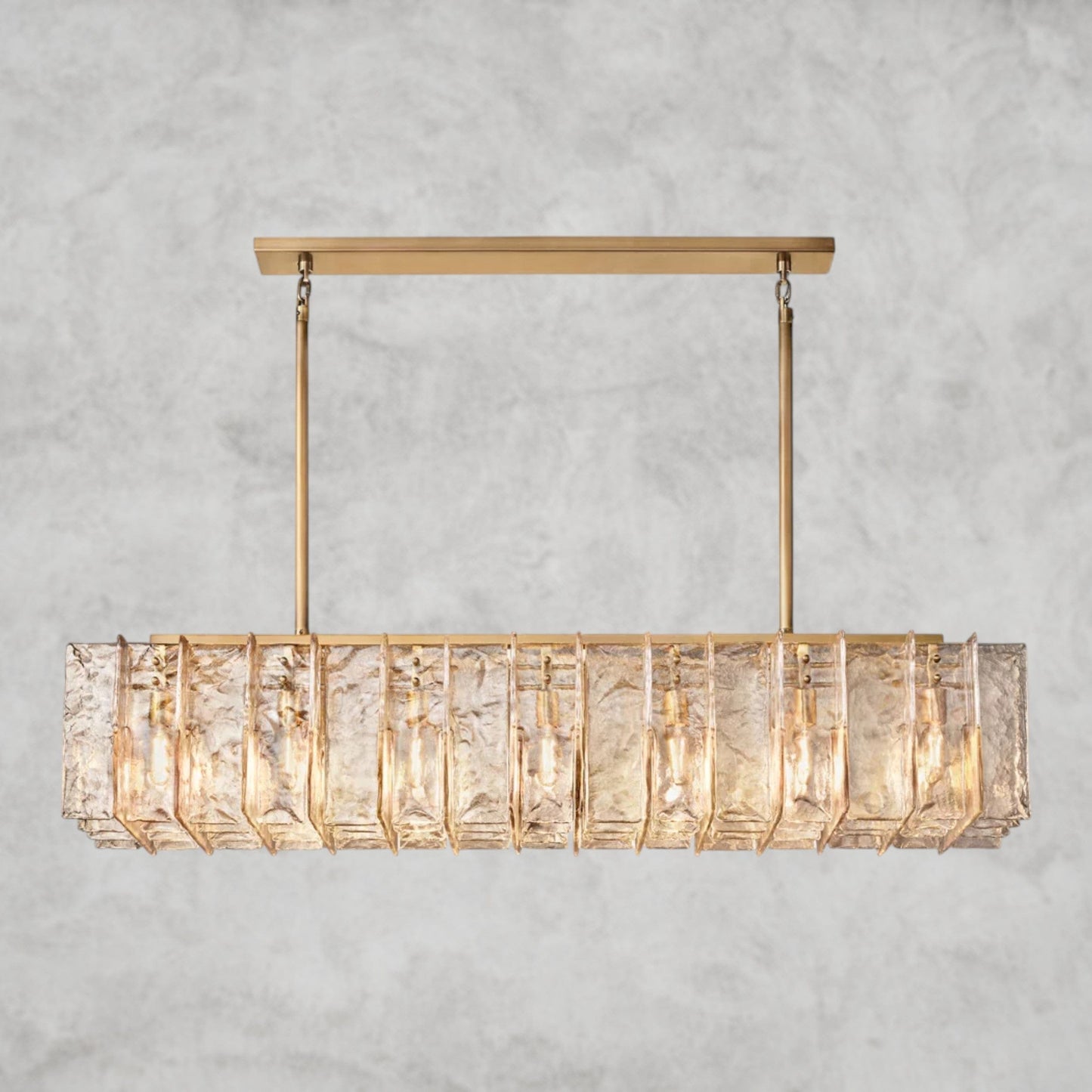 Lattice Smoke Glass Linear Chandelier 49", 67"
