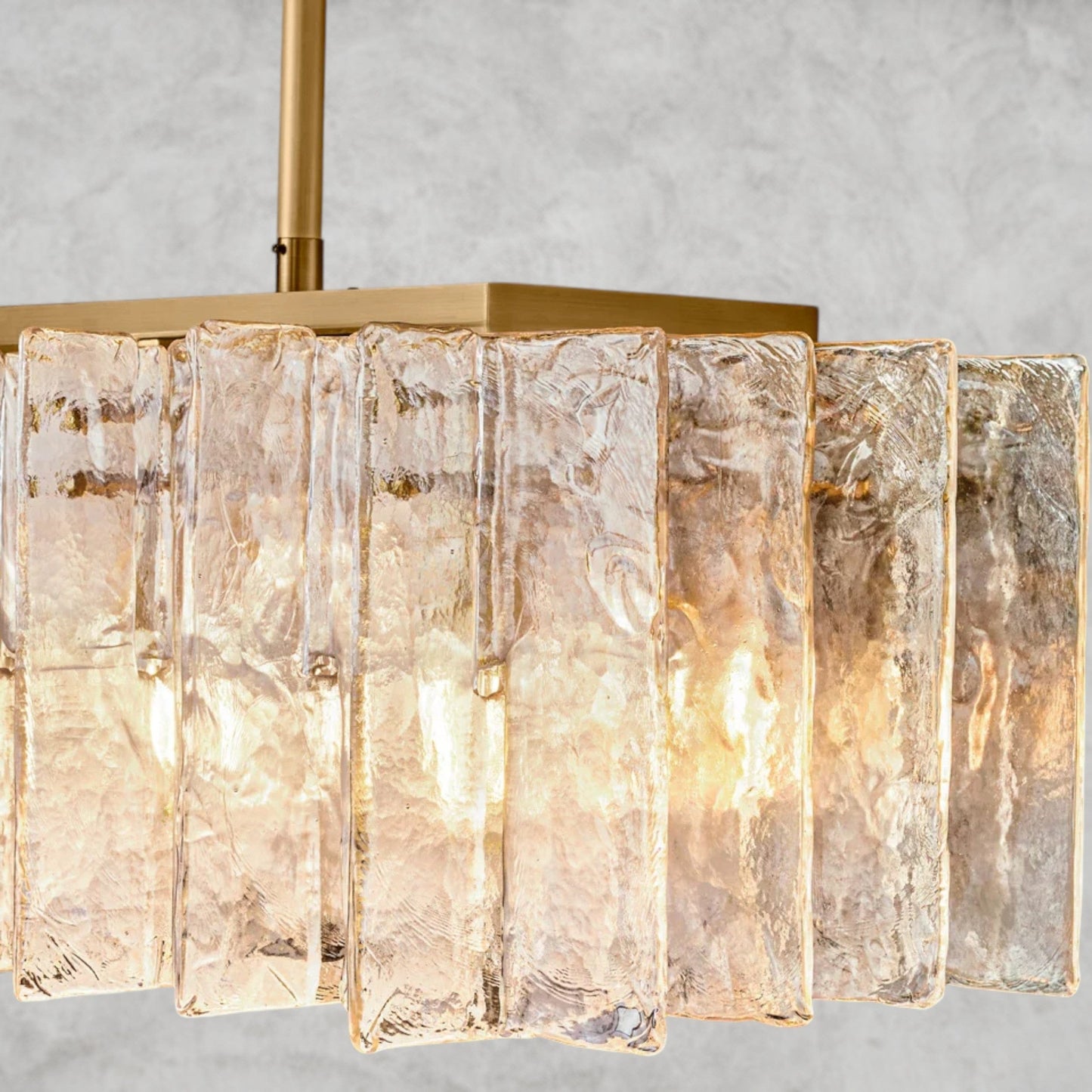 Lattice Smoke Glass Linear Chandelier 49", 67"