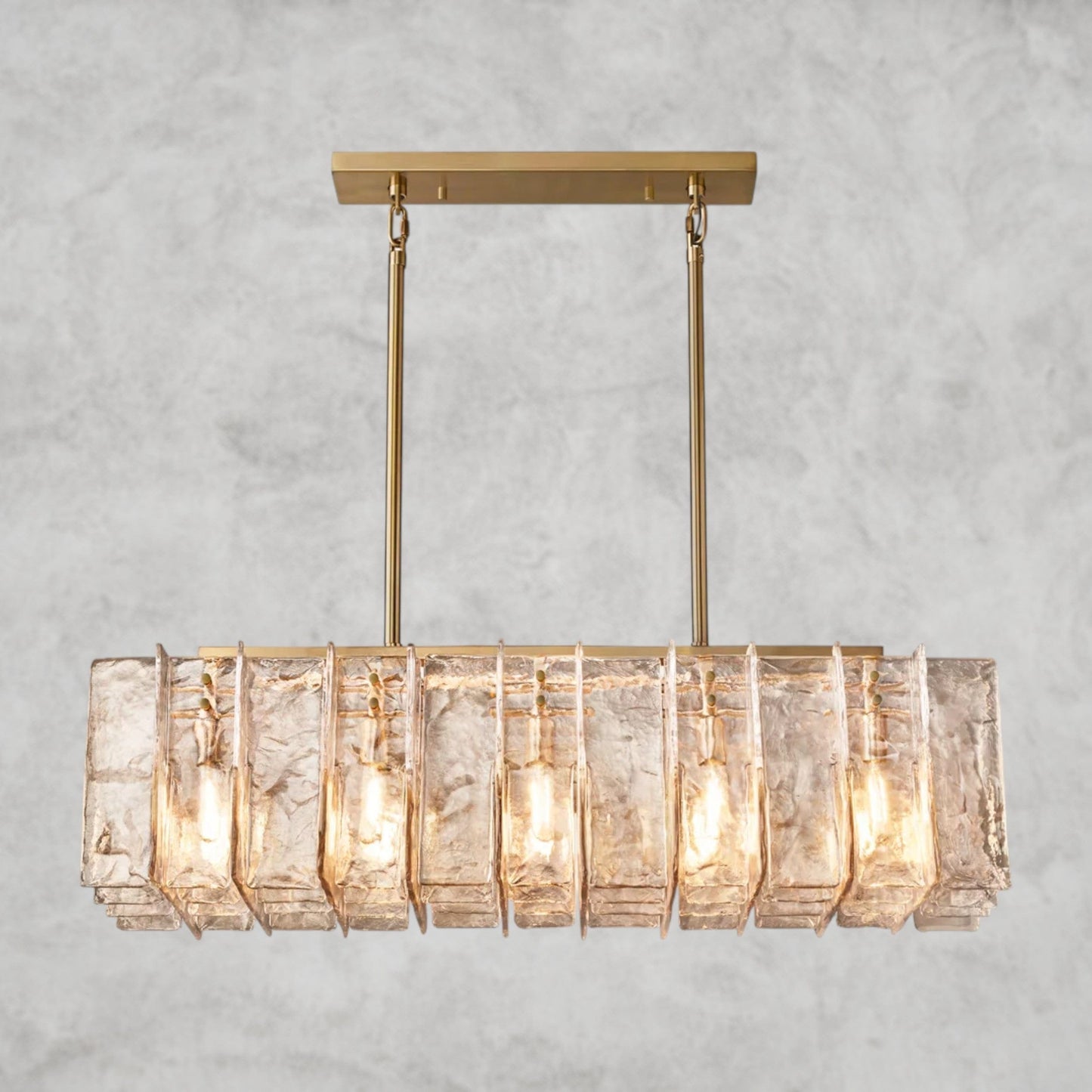 Lattice Smoke Glass Linear Chandelier 49", 67"